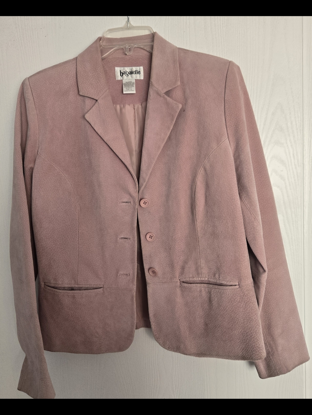 Vintage Bagatelle Blush Pink Suede Leather Blazer